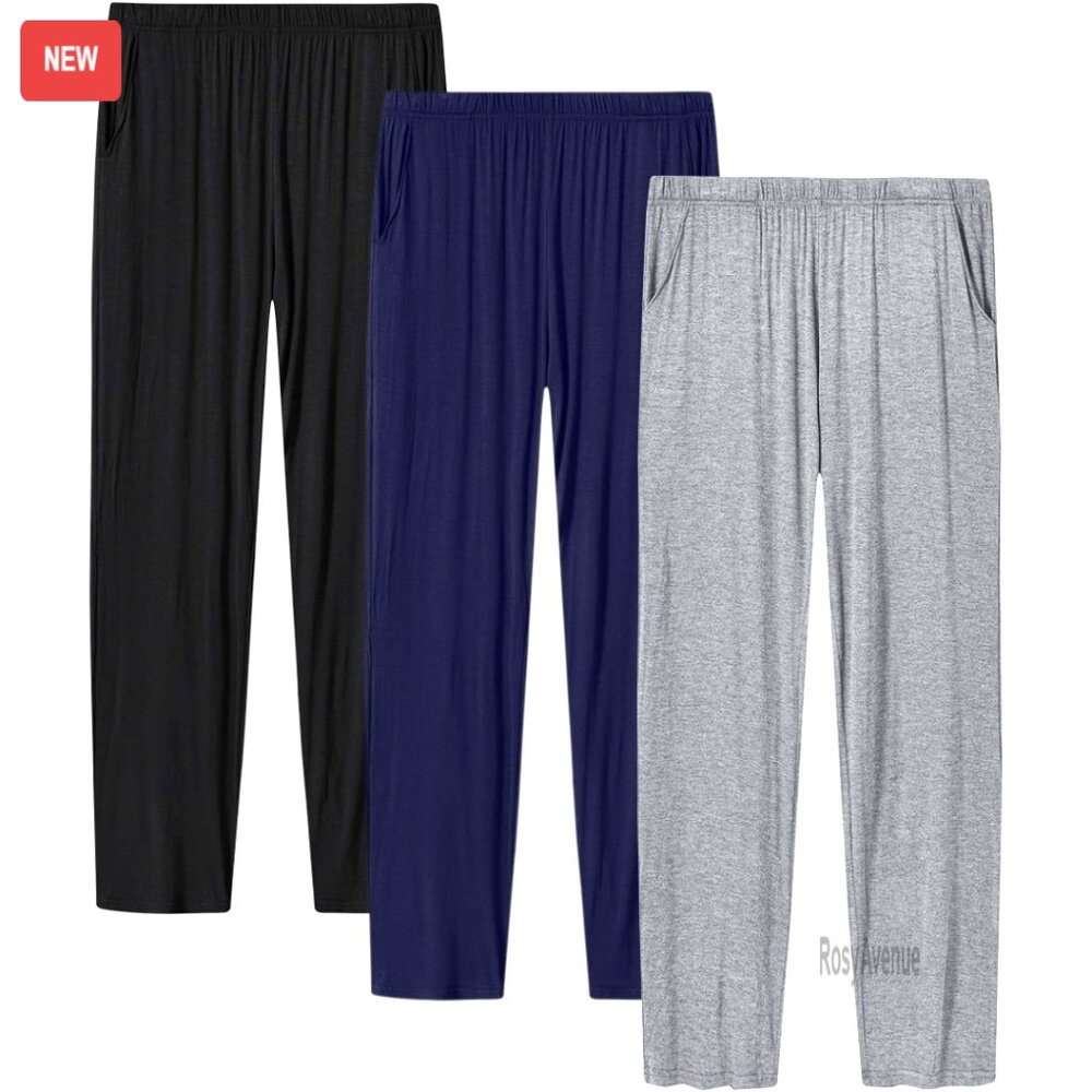 Modal Pajama Pants With Pockets, Elastic Drawstring, Lightweight Lounge Bottoms